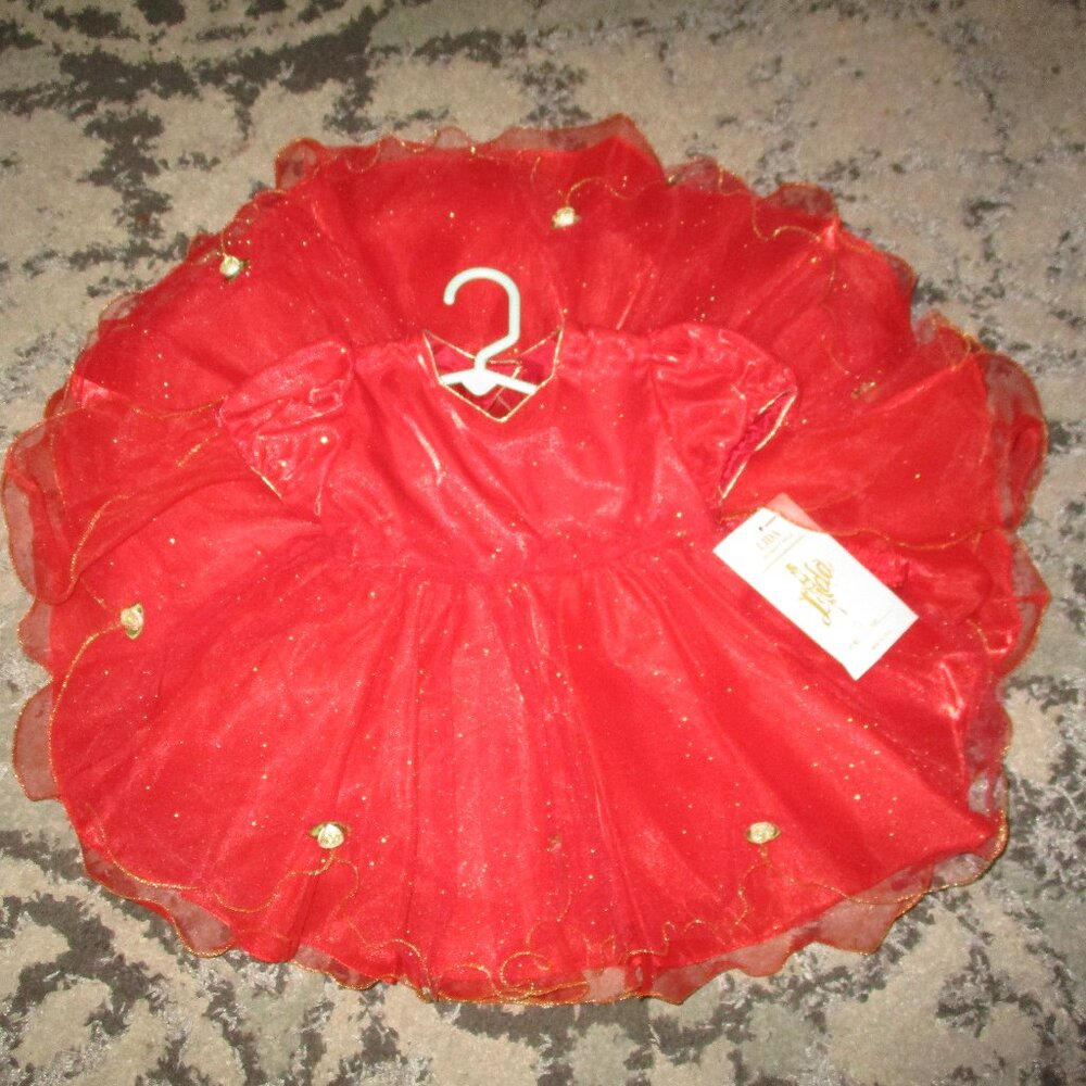 NWT Red Christmas Girls Pageant dress & Headband size 24m USA